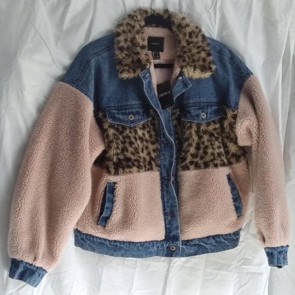 Forever 21 Jackets & Blazers - DENIM SHERPA AND FAUX FUR JACKET NWT IN SIZE L
